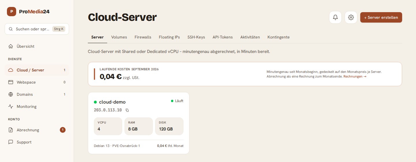 Cloud-Server im Kundencenter