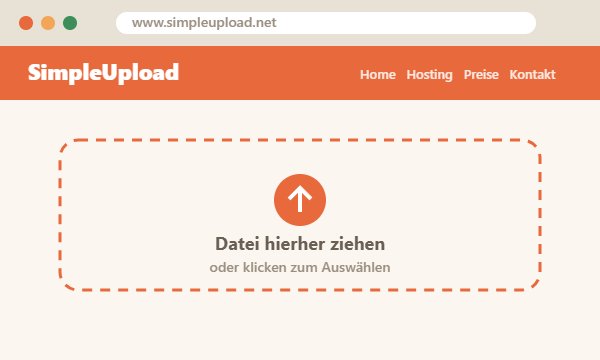Screenshot des früheren SimpleUpload-Dienstes