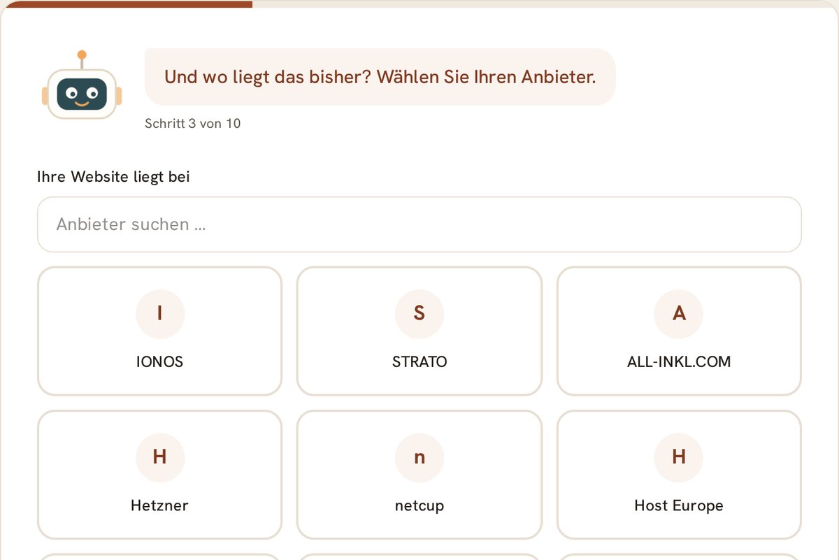 Der Umzugsassistent fragt nach dem bisherigen Anbieter